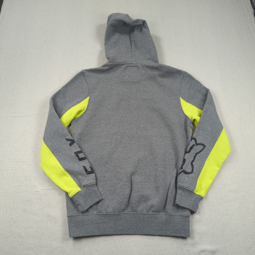 Fox Racing Hoodie Mens  Small Grey Yellow Activewear Pull Over‎ - Picture 10 of 13